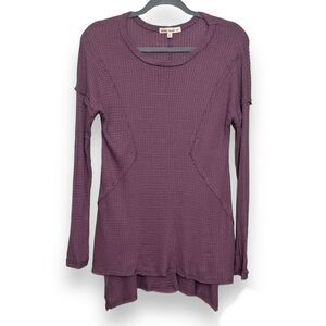 Indigo Thread Co Waffle Knit Inside Out Long Sleeve Tunic M Thumb Holes Sweater